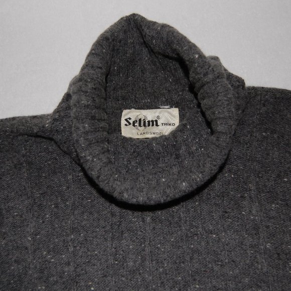 Vintage 1991, Dark Gray Heather Knit Turtleneck, 100% Lambswool - Picture 13 of 13